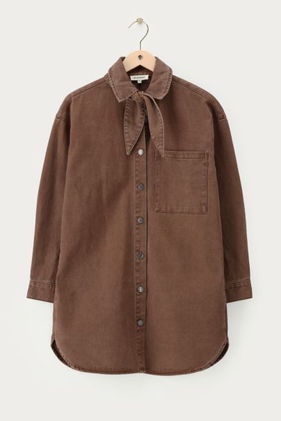 Robe en jean marron à nœud