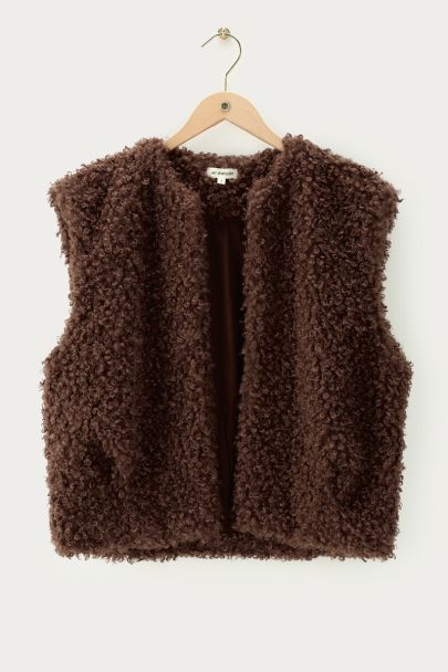 Bruin gilet faux fur