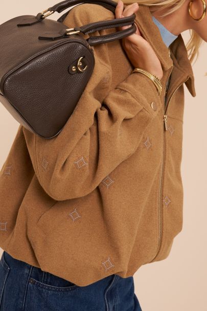 Veste marron en look ballon avec broderie