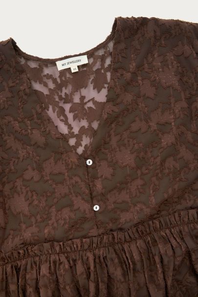 Robe en jacquard marron à volants