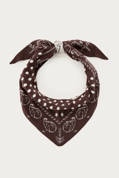 Bruine jacquard sjaal met paisley print
