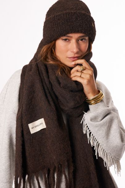 Bruin gebreide beanie