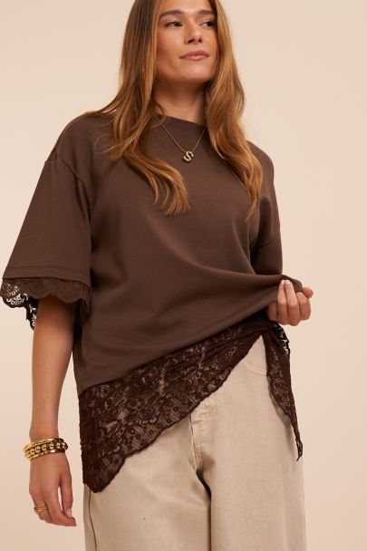 Brown lace wrap scarf