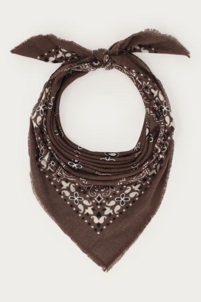 Bruine grote sjaal met paisley print