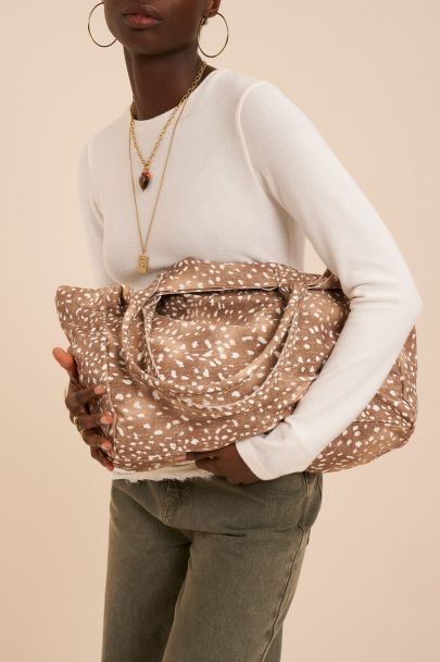 Bruine grote shopper met dierenprint