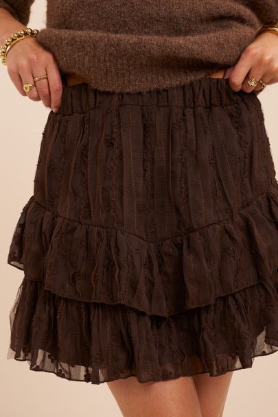 Brown mesh skirt with layers