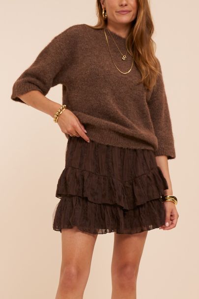 Brown mesh skirt with layers