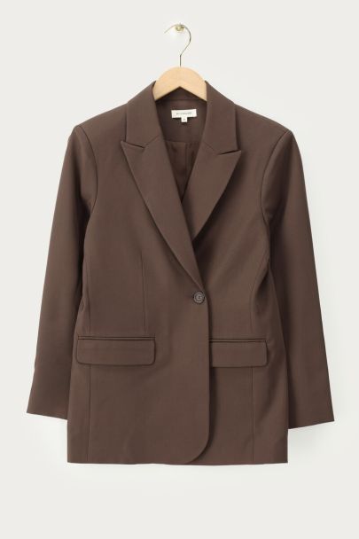 Bruine oversized blazer met knoopsluiting