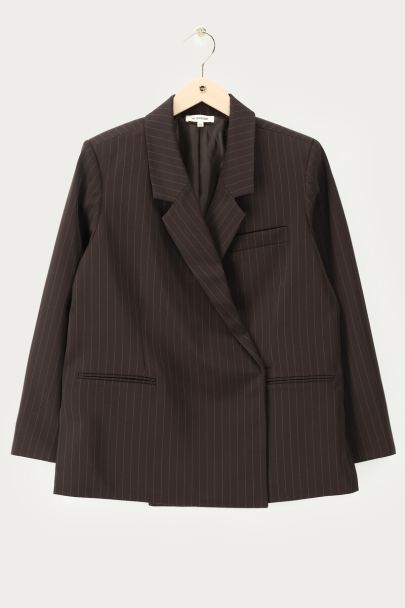Blazer oversize marron à fines rayures