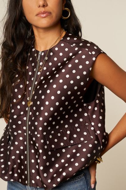 Brown polka dot gilet in balloon look