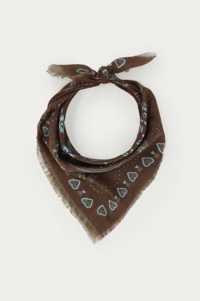 Foulard marron à imprimé bandana bleu