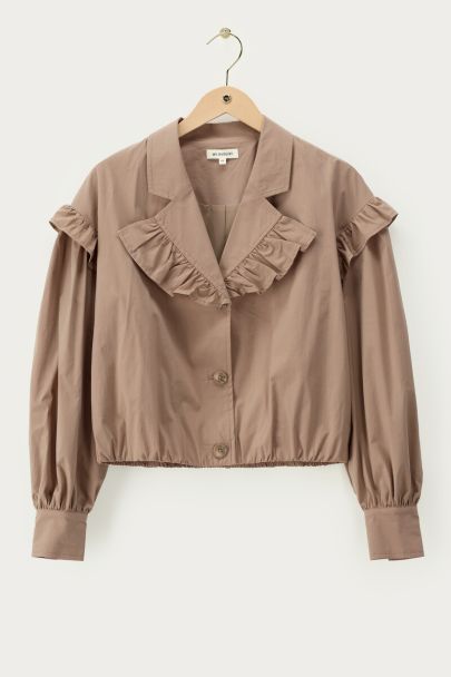 Bruine korte blazer met ruffles