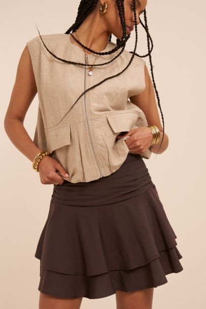 Jupe portefeuille marron 