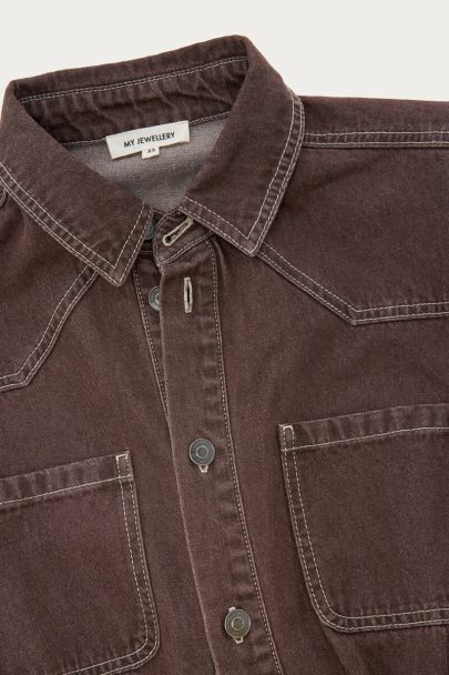 Brauner ärmelloser Denim-Jumpsuit