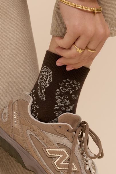 Chaussettes marron à motif paisley