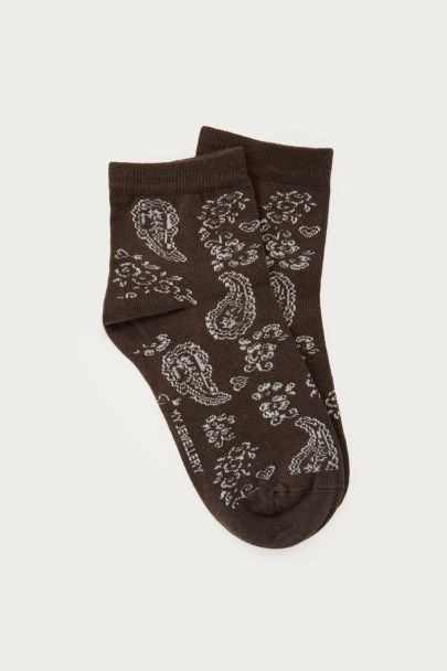 Chaussettes marron à motif paisley
