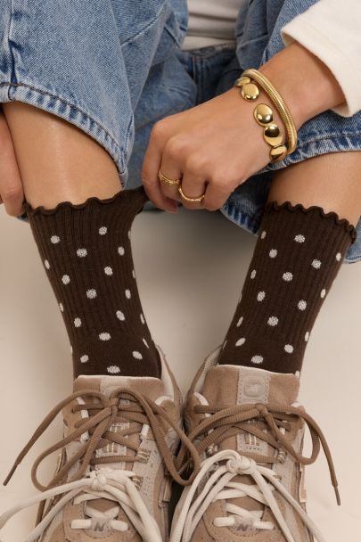 Chaussettes marron à pois