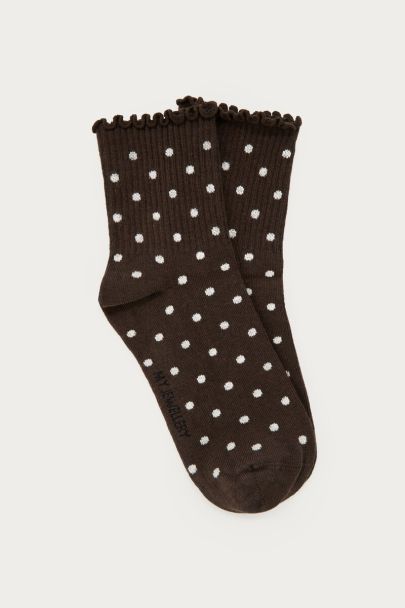 Brown socks with polka dot