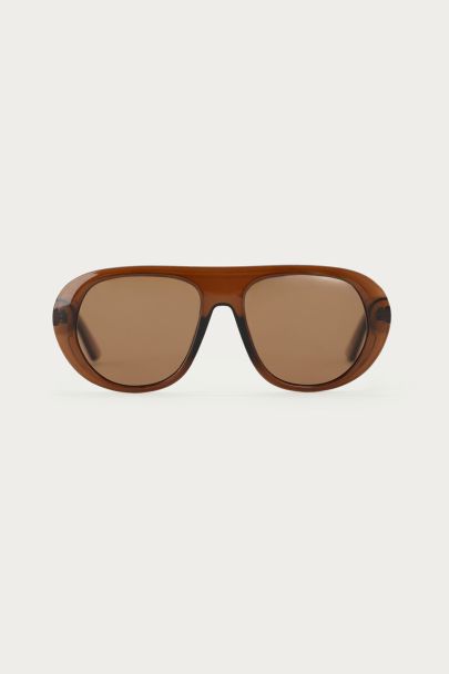 Brown statement aviator sunglasses