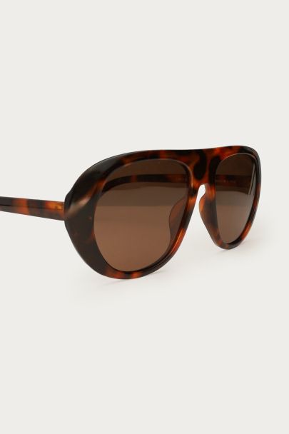 Bruine statement aviator zonnebril met print