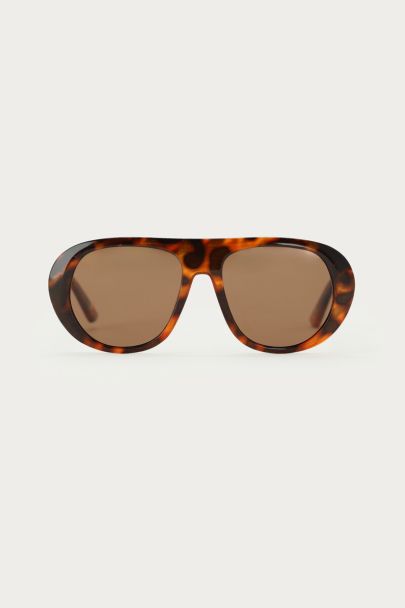 Brown statement aviator sunglasses with print