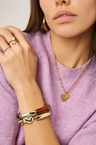 Bracelet extensible en perles fantaisie marron