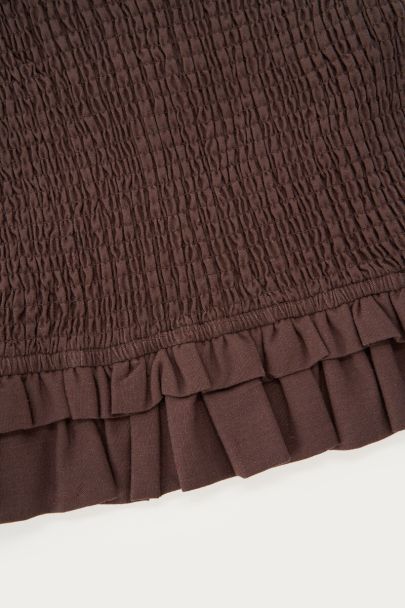 Braunes Bandeau-Top mit R&uuml;schen