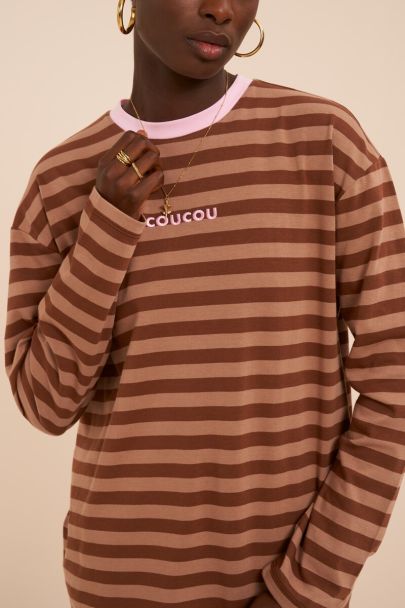 Brown striped long sleeve T-shirt 'CouCou'