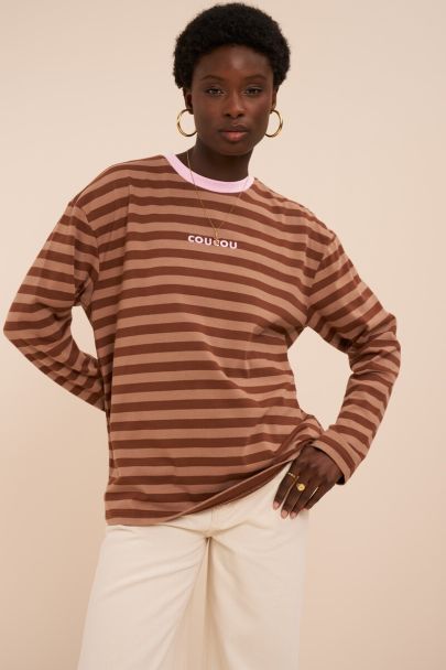 Brown striped long sleeve T-shirt 'CouCou'
