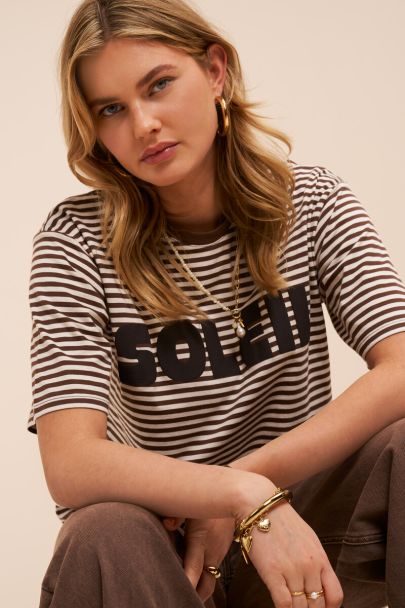 T-shirt ray&eacute; marron "Soleil" 