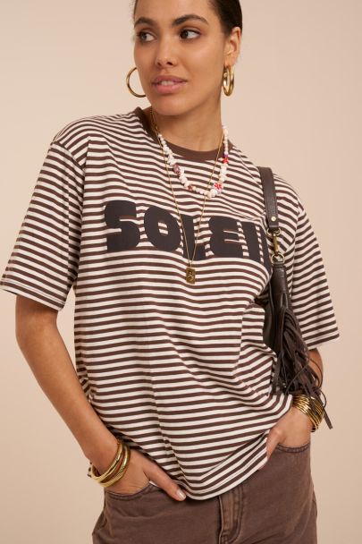 Bruin gestreept T-shirt "Soleil"