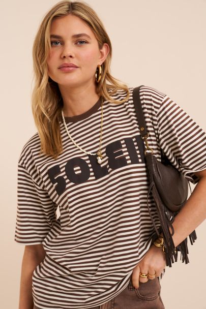 T-shirt ray&eacute; marron "Soleil" 