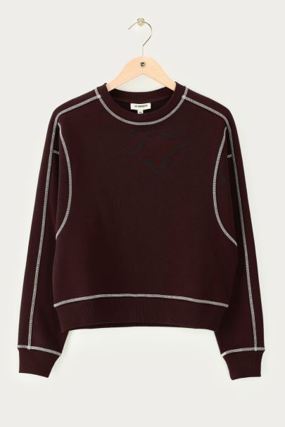 Brown sweater with contrast stitching