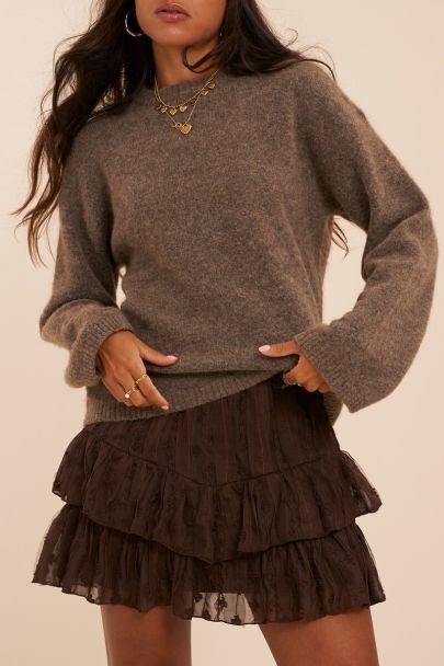 Brauner Pullover mit Rundhalsausschnitt
