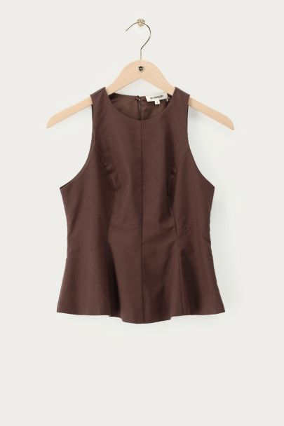Bruine tanktop in linnen look
