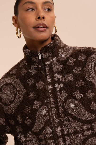 Brown teddy jacket with paisley print