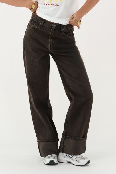 Brown wide leg jeans