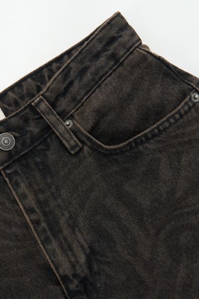 Bruine wide leg jeans met tijgerprint
