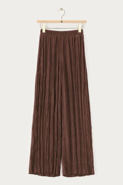 Bruine wijde broek met structuur