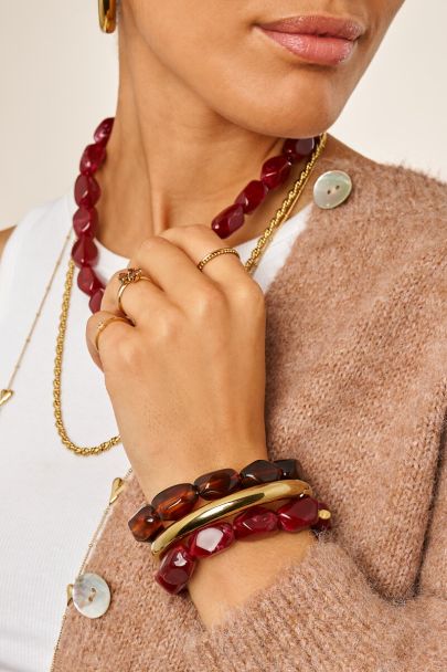 Burgundy armband met ovalen kralen