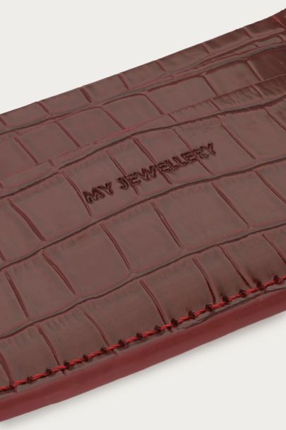 Burgunderroter Kartenhalter mit Krokoprägung