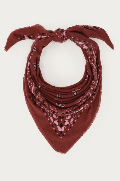 Burgundy grote sjaal met paisley print