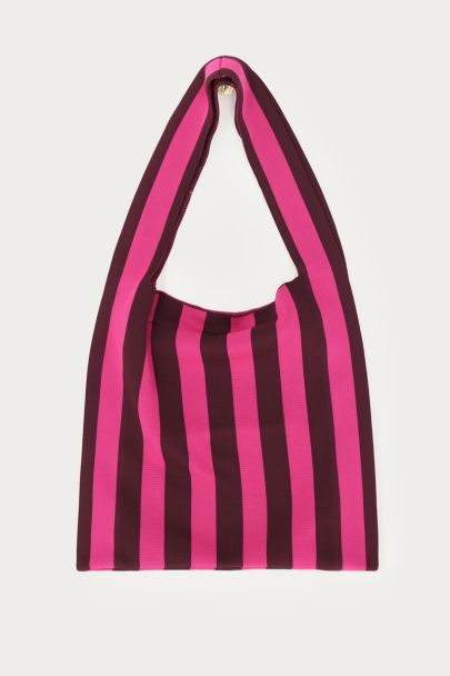 Burgundy shopper met roze strepen