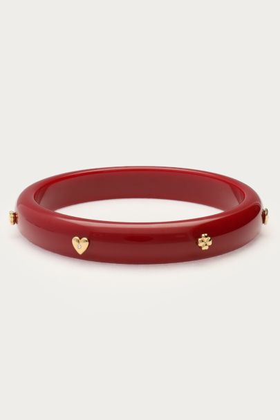 Burgundy resin bangle met studs