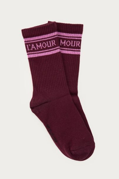 Chaussettes bordeaux à rayures l'amour