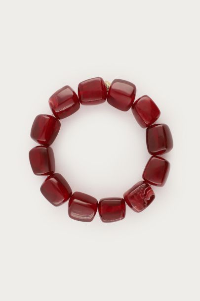 Burgundy statement armband met vierkante kralen