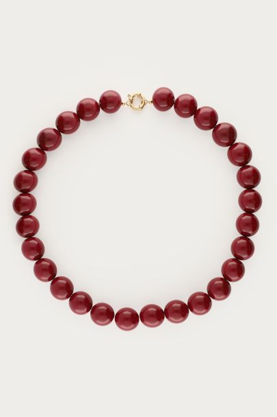 Burgundy statement ketting met ronde kralen
