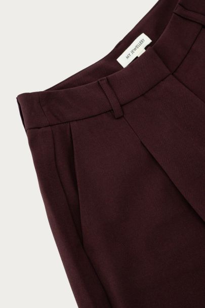 Pantalon large bordeaux pliss&eacute;