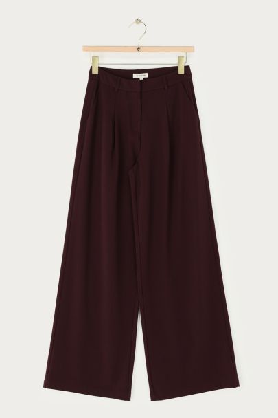 Pantalon large bordeaux pliss&eacute;