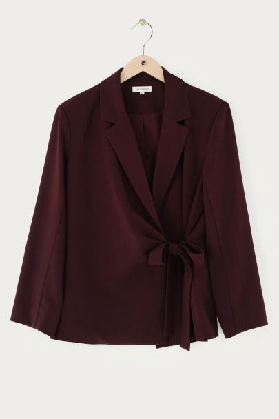 Blazer bordeaux avec rabat et n&oelig;ud